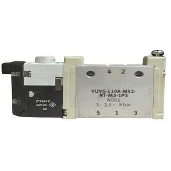 Válvula solenoide direcional 5/2 monostável, acionada por solenoide único, com retorno por mola pneumática/mecânica - FESTO