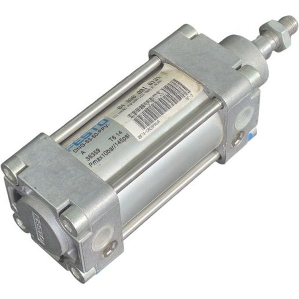 diâmetro 63mm, curso 50mm, dupla ação, amortecimento regulável nas posições finais de curso, detecção de posição, pressão máxima 10bar