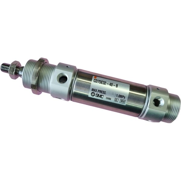 Série C75, cilindro padronizado, dupla ação, haste simples, cabeçote traseiro roscado, diâmetro 32mm, curso 40mm