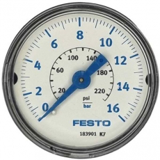 Manômetro FESTO MA-40-16-G1/4-EN 183901 230psi 16bar seminovo Manômetro FESTO MA-40-16-G1/4-EN 183901 230psi 16bar seminovo