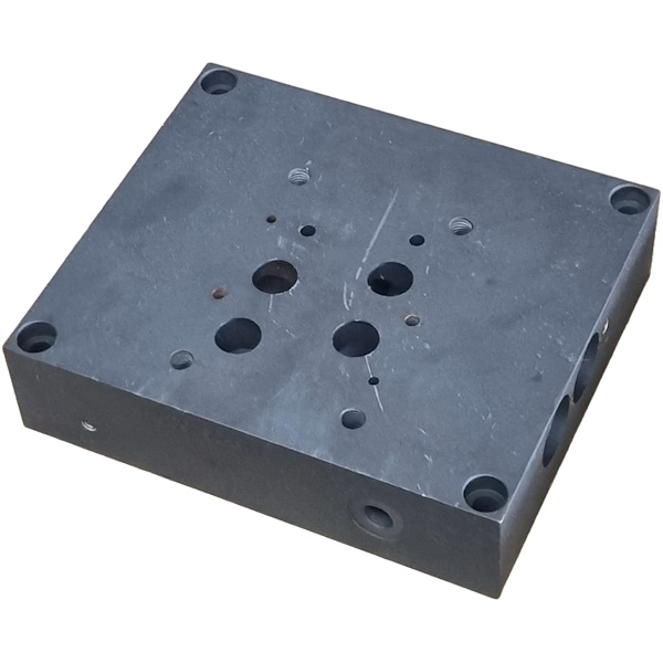 manifold para válvula, subplaca para válvula, base para válvula, base de conexão hidráulica, base de ligação hidráulica