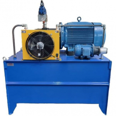 Unidade hidráulica com resfriador de óleo com ventoinha e dois motores elétricos Unidade hidráulica com resfriador de óleo com ventoinha e dois motores elétricos