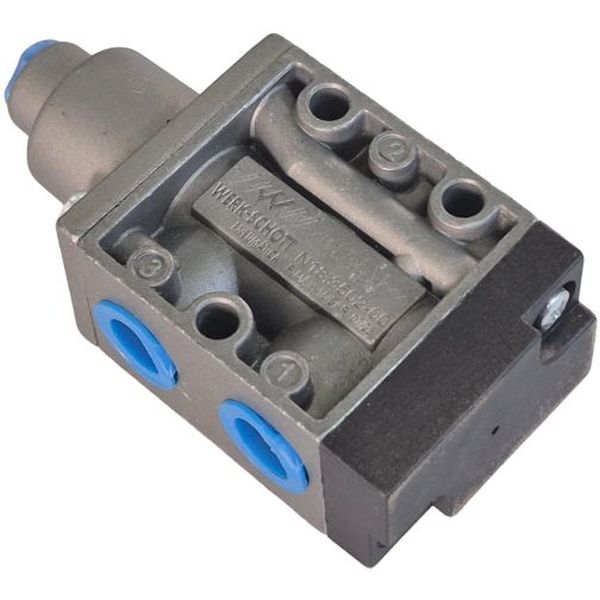 Série N18.000, conexão rosca 1/4BSP, 3 vias NF, atuador piloto, retorno mola, 2 posições. Para fluxos intermediários com vazão de 2073 l/min à pressão de 7 bar.