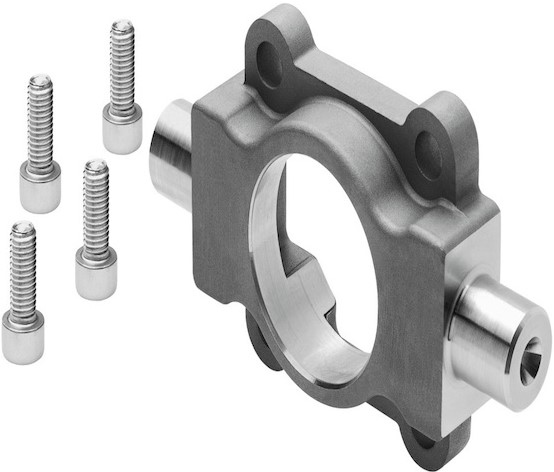 Suporte de conexão para equipamentos com movimento rotativo, como válvulas de esfera ou tanques de pressão. Em alguns casos, é usado para fixar o trunnion no local. 