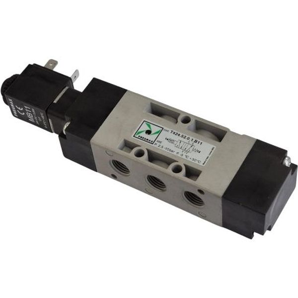 Válvula pneumática com 1 solenóide, 5 vias, solenóide 24VDC/3.8W