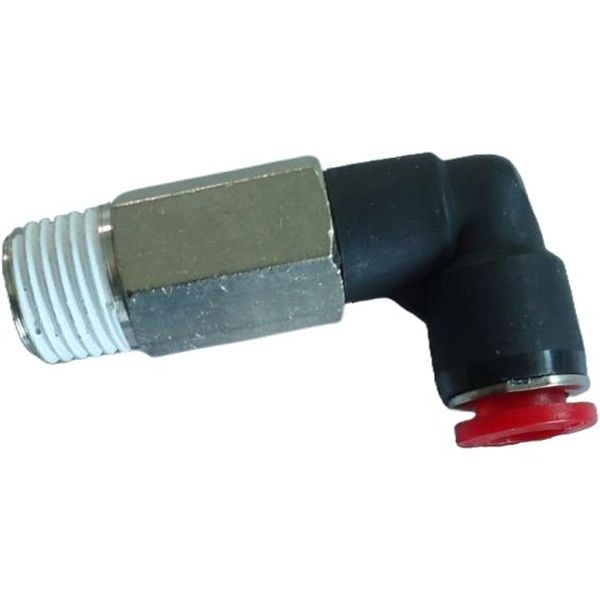 prolongador sextavado, rosca revestida em Teflon, anel de desengate vermelho, conector pneumático em L, conexão L, união para tubos em L, conexão para tubos PUN e PAN, conexão instantânea, conexão rápida, conexão de engate rápido em L