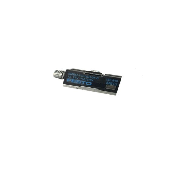 Sensor SMEO-1-S-LED-24-B com design compacto, LED indicador e conexões por cabo. 