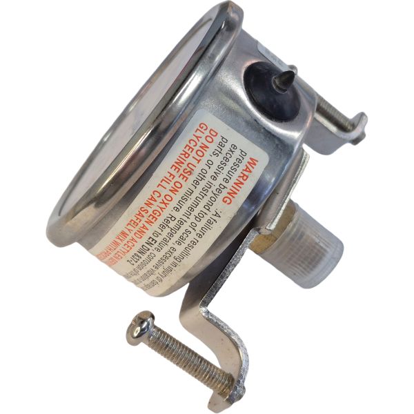 Manômetro BALFLEX 140psi 10bar com suporte manômetro saÃda por trás, rosca 1/4, com glicerina, visor plástico, caixa metálica