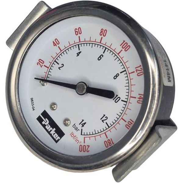 saída traseira, fixação com garra, conexão rosca1/4, diâmetro 63mm, caixa metálica, fluido ar comprimido