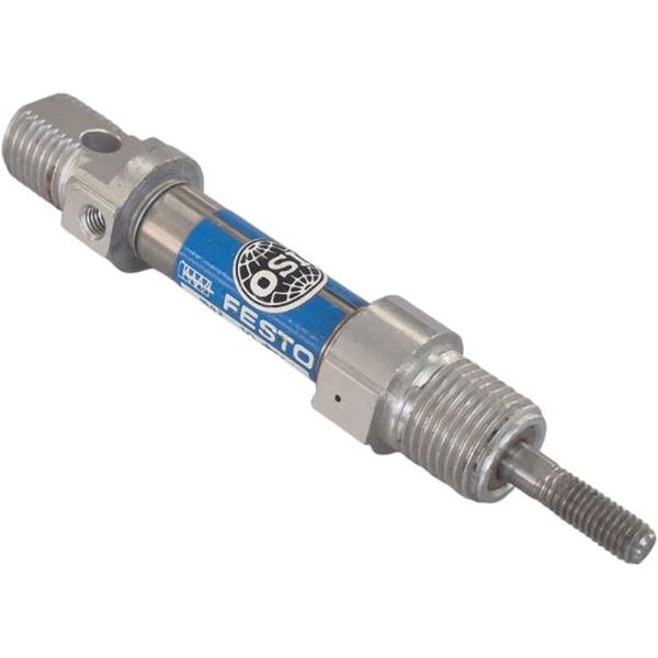 Produto descontinuado pelo fabricante. Consulte-nos para ver se ainda está no estoque. Cilindro ISO 6432, diâmetro 12mm, curso 10mm, anéis/placas de amortecimento elástico nas posições finais de curso.