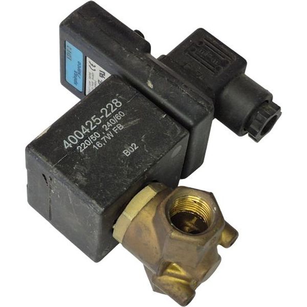 2/2 vias, conexão 3/8, orifício 3,2mm, tensão 240V / 60Hz / 16,7W, fluido ar, corpo latão