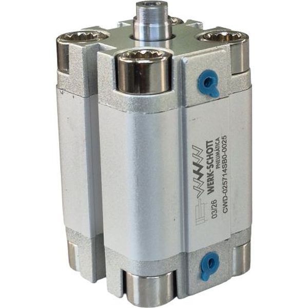 Série CWD, cilindro compacto, diâmetro 25mm, curso 25mm, dupla ação, fluido ar comprimido, corpo alumínio, vedações Buna-N