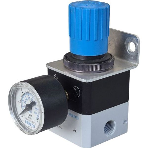 conexão G1/4, acionamento manopla com retentor, vazão 2000l/min, pressão de operação 1...12bar, meio ar comprimido / gases inertes, corpo alumínio, vedação NBR