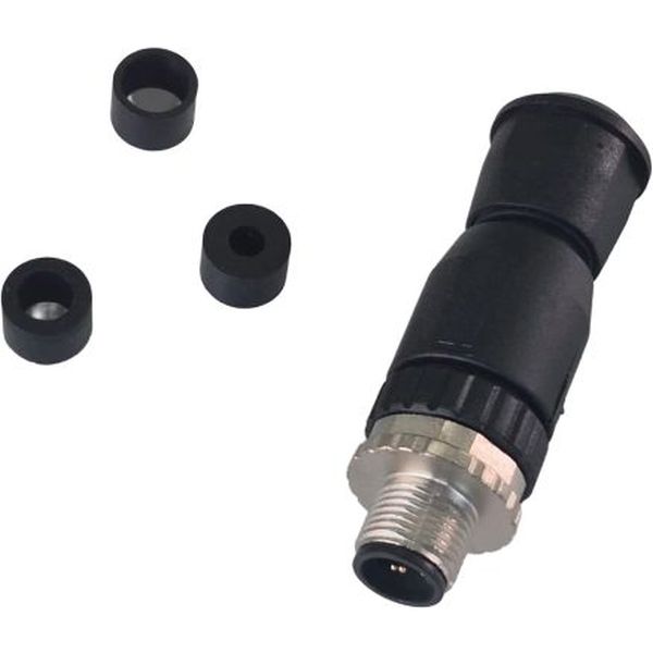 macho M12 0o A-cod. terminal roscado 5-pol., 0,14-1,5mm2, 2,5-8mm, máx 60V, 7,5A, temperatura -30...85oC