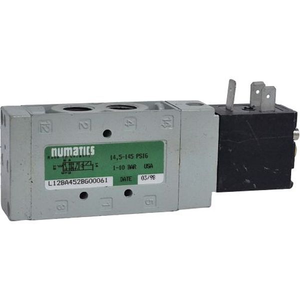 5/2 vias, atuação solenóide / retorno mola, bobina 24VDC, pressão 1-10bar