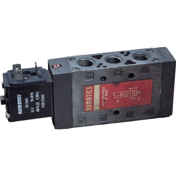 5/2 vias, atuação solenóide / retorno mola, voltagem 24V, pressão 1~10bar