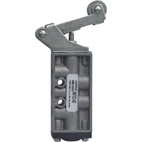 Série 5000, 5/2 vias, conexão rosca 1/8bsp, atuador rolete / retorno mola, pressão de trabalho máxima 10bar, corpo alumínio, vedações Buna-N