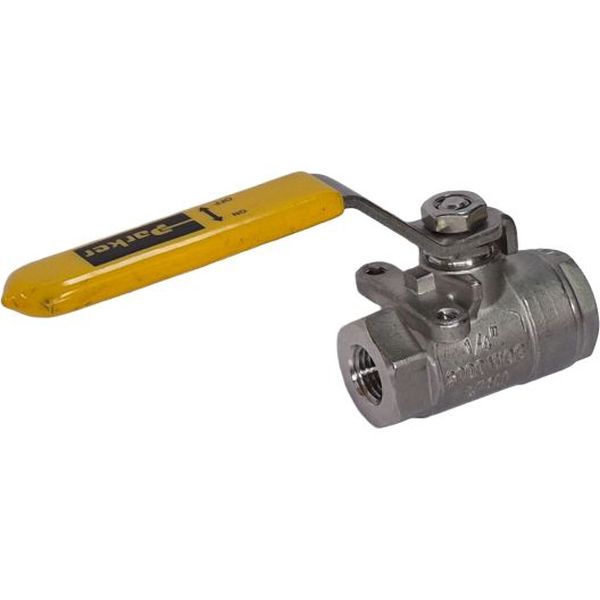 rosca fêmea-fêmea 1/4, 2000 WOG, CF8M, alavanca amarela