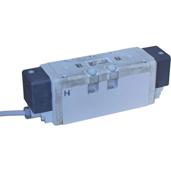 5/3 vias, duplo solenóide, montagem sobre placa, válvula norma ISO, tensão de alimentação 24VDC, com LED indicador, pressão 0,2~1,0MPa