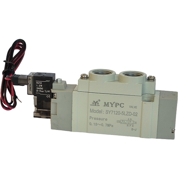 5/2 vias, fixação sobre placa, simples solenóide, 24VDC 1,2W, pressão 0,15~0,7MPa