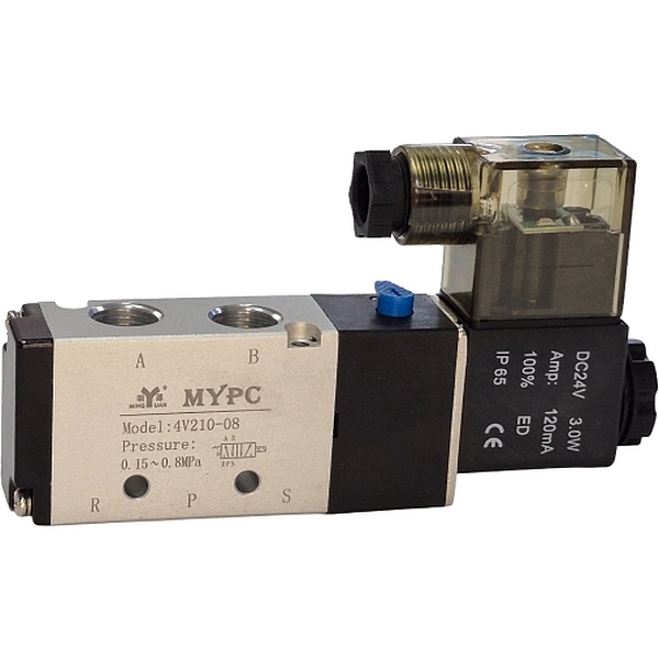 5/2, conexão 1/4, simples solenóide, 24VDC 3,0W, pressão 0,15~0,8MPa