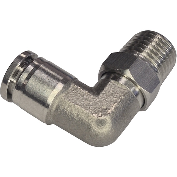 conexão rosca 1/4, conexão push-in para tubo 8mm, corpo metálico, anel de desengate metálico