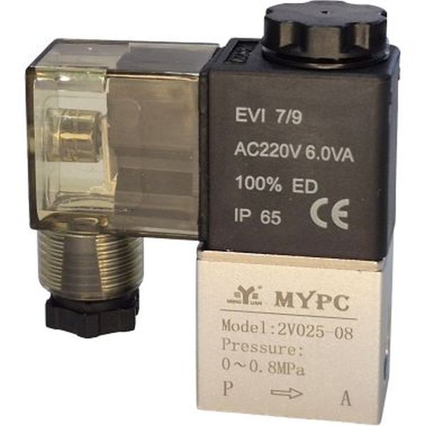 2/2 vias, conexão 1/4, solenóide 220VAC 6,0VA, pressão 0~0,8MPa