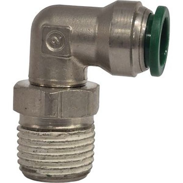 conexão rosca 1/2, conexão push-in para tubo 1/2, corpo metálico, anel de desengate verde