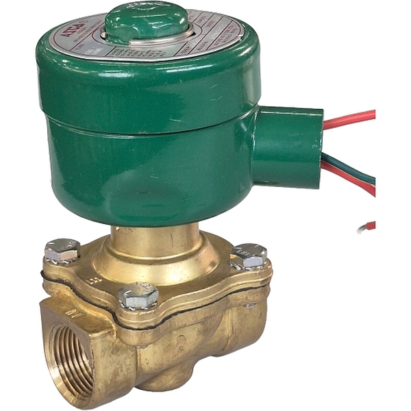 2/2 vias, conexão 3/4, orifício 19mm, atuação solenóide, 110/120V, pressão 0~3,4kgf/cm2, corpo latão, vedações Buna-N