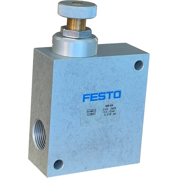 conexão rosca fêmea G3/4, elemento de ajuste parafuso recartilhado, pressão 0~15bar / 4~218psi, meio de operação ar comprimido