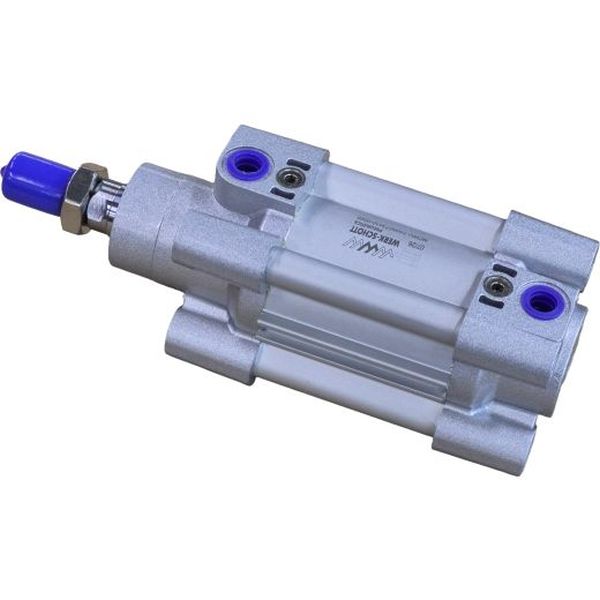 diâmetro 50mm, curso 25mm, normas ISO 6431 / VDMA 24562 / ISO 15552, dupla ação, amortecimento ajustável, pressão até 10bar, temperatura ambiente -10°C a +80°C, fluido ar comprimido filtrado, vedações Buna-N
