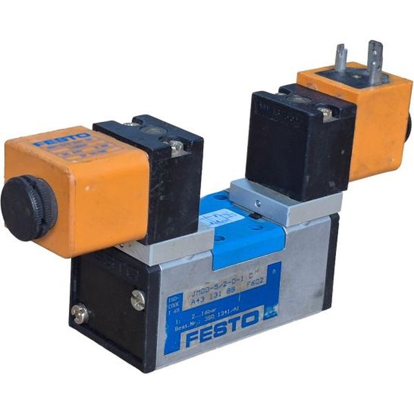 5/2 vias, montagem sobre base, pressão máxima 10bar, corpo alumínio, vedações NBR. Bobinas MDH-3/2-24VDC 119600 24VDC 6.8W