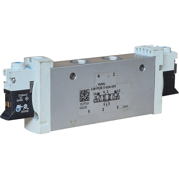 5/3 vias, conexão rosca 1/4, tamanho 18mm, atuação elétrica, temperatura -5~50oC, corpo alumínio, vedações HNBR/NBR