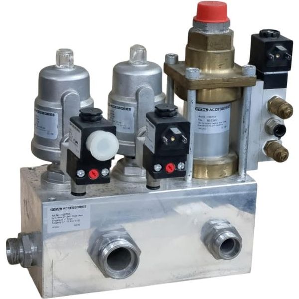 Hydac Accessories: ventil block G1 DN15 DN25 3-fach <br /> Hydac Acessories: druckgest ventil 2/2 VA <br /> Hydac Acessories: coaxialventil NC 3/4 FKM/PTFE <br /> estado: componentes seminovos