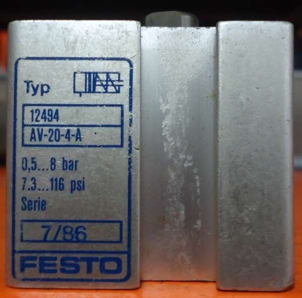 marca: FESTO <br/>modelo: AV204A 12494 20X4 <br/>estado: seminovo