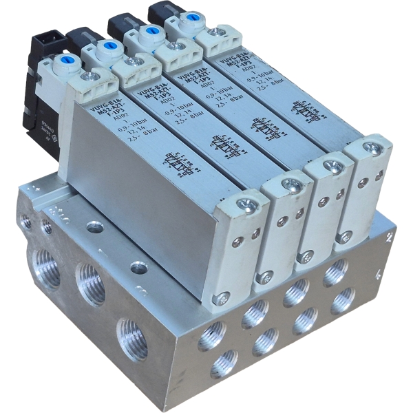 5/2 vias, monoestável, montagem sobre flange, acionamento elétrico / retorno mola pneumática, pressão -0,9~10bar