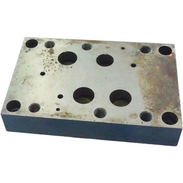 sub-placa, sub-base, placa intermediária, placa de conexão, placa de montagem de válvulas, montagem de válvula hidráulica, manifold, bloco hidráulico