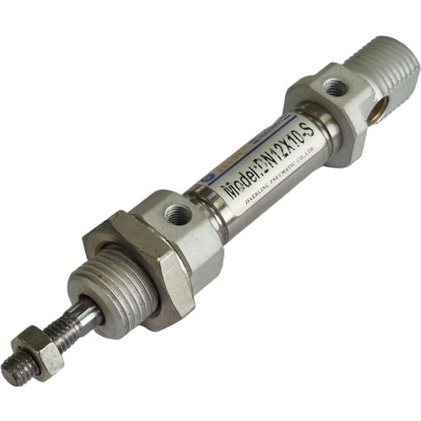 norma ISO 6431, diâmetro 12mm, curso 10mm, simples ação (retorno por mola), êmbolo magnético, fluido ar