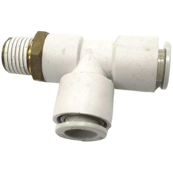 conexão instantânea T, conexão de engate rápido em T, conector pneumático T, conexão T para ar comprimido, conexão para equipamentos pneumáticos, conexão para tubos de poliuretano, união em T com rosca lateral, T rosca, conexão roscada em T