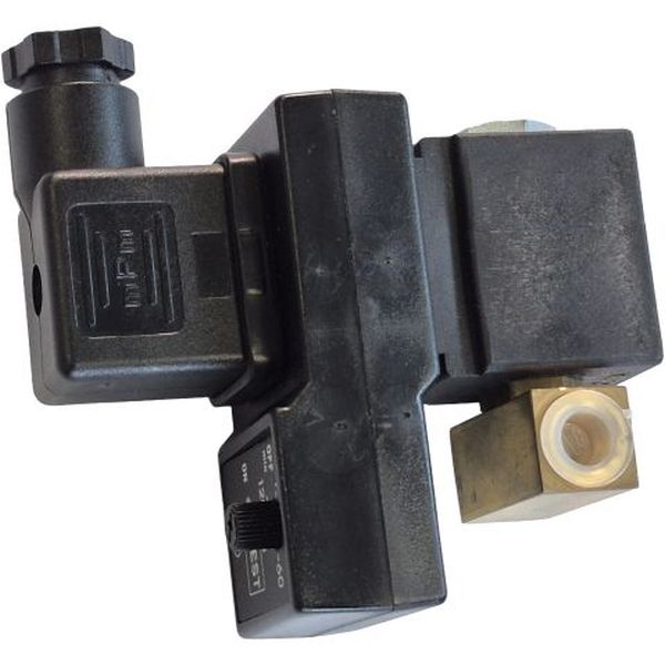 Válvula: 2/2 vias, conexão 1/8bsp fêmea, orifício 2mm, pressão 16bar, bobina 230V. Temporizador: voltagem 24-240V AC/DC, corrente 1,0A, com indicador luminoso ON